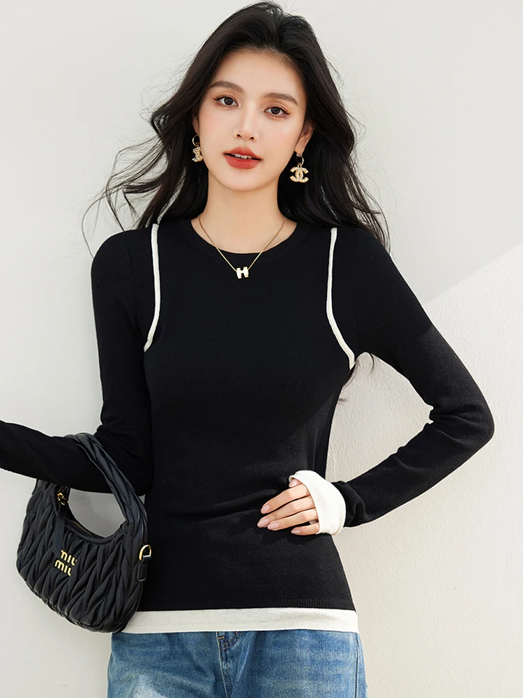 Women Clothing Fashion Elegant O-Neck Pullover Sweater Autumn Winter New Simplicity Temperament Knitted Tops