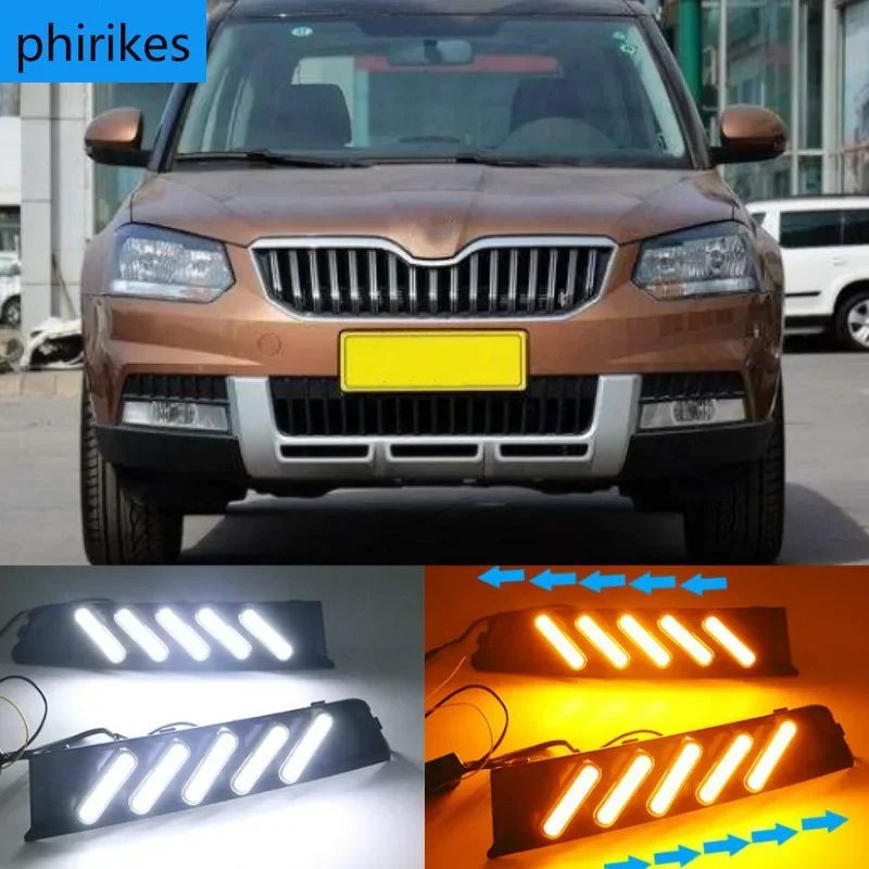 

2Pcs LED Daytime Running Turning Signal Light DRL Fog Lamp Brake light Lamp For Skoda Yeti 2014-2017