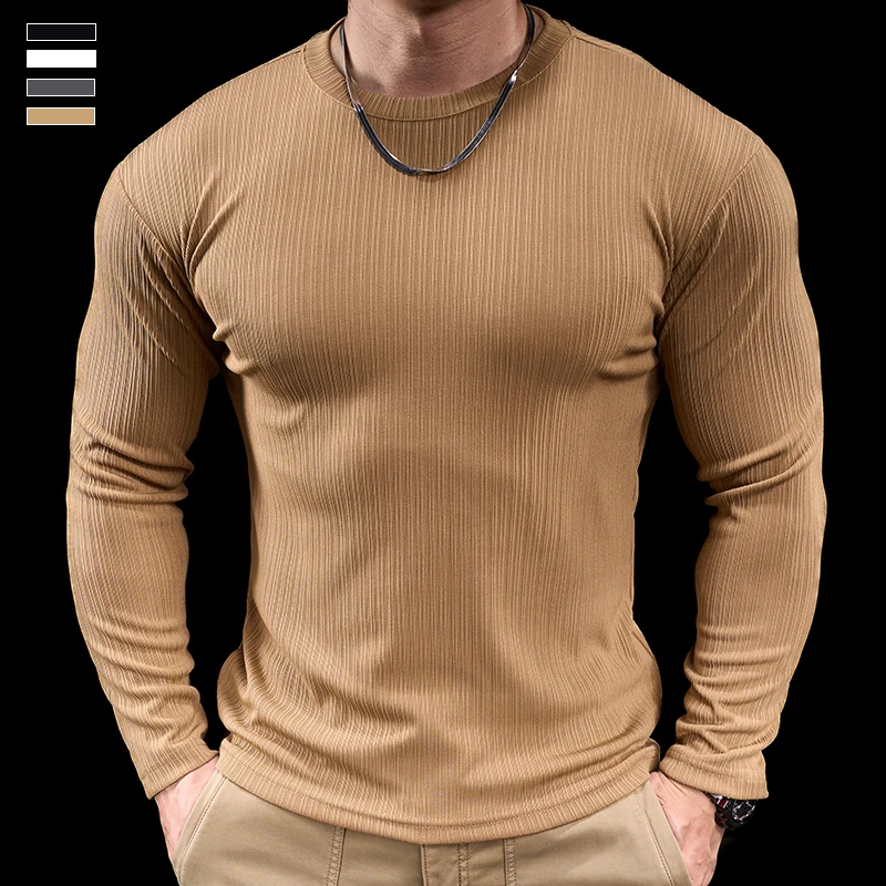 Men's Sports Gym Tops Running Jogging Training Clothes Autumn and Winter Long Sleeve T-Shirt Clothes Muscle Tight Tee image 6