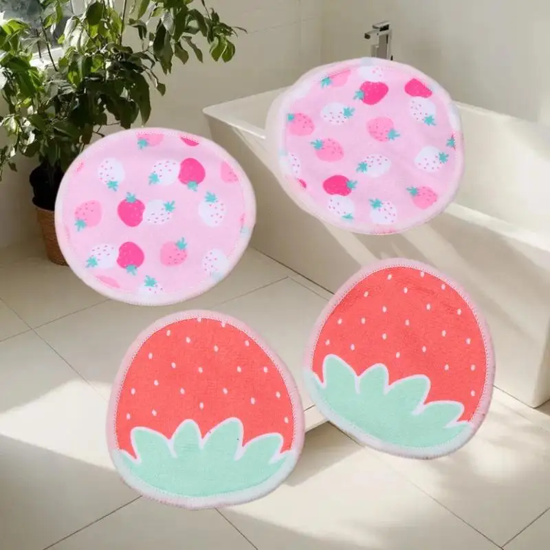 10 個のメイク落としパッド洗える二層イチゴプリントクリーニングコットン再利用可能なフェイシャルメイクアップ除去パッドツール
