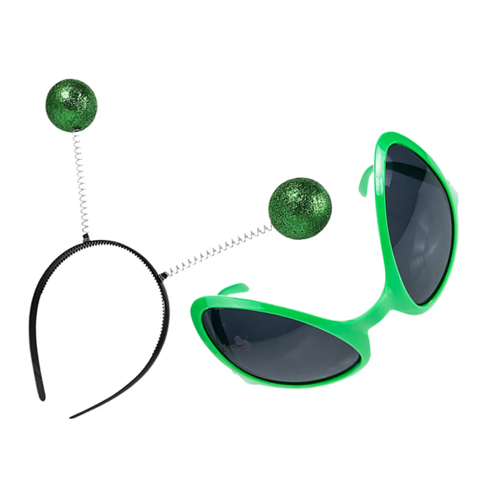 Diadema de antena marciana con gafas de sol divertidas para Cosplay, accesorio de disfraz de fiesta de Halloween, decoración para sombreros con temática espacial, 2 uds.