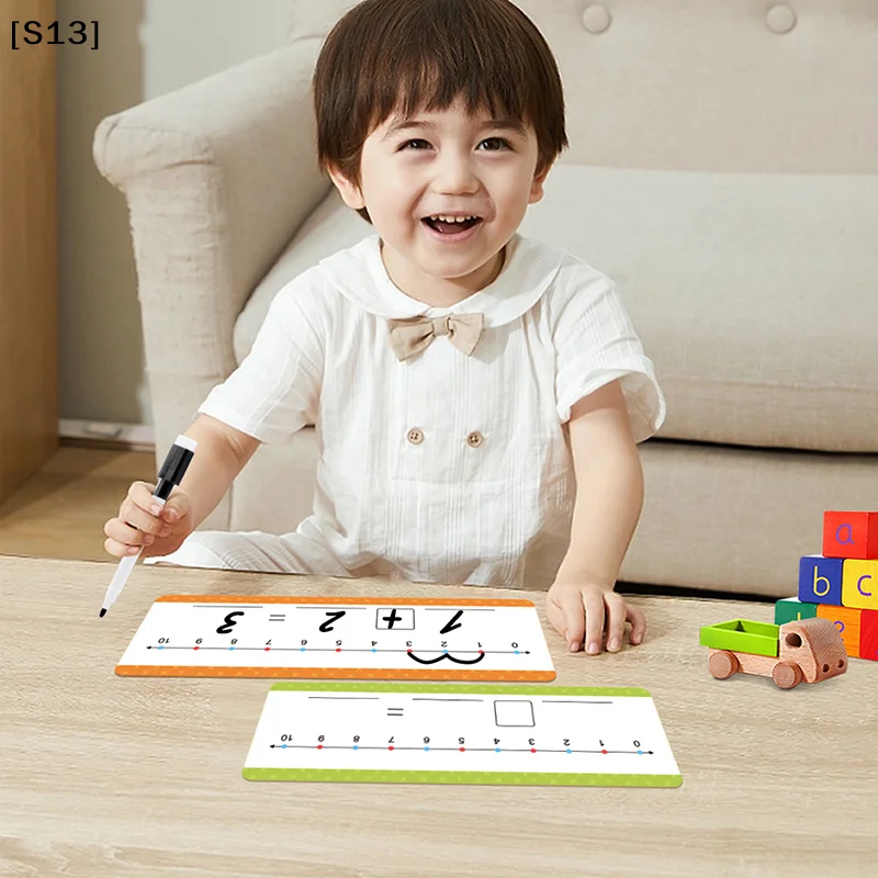 16Pcs Educational  Erase Number Line Cards For Kids Addition & Subtraction Math Manipulative Game For Kindergarten Learning[Q]Q@