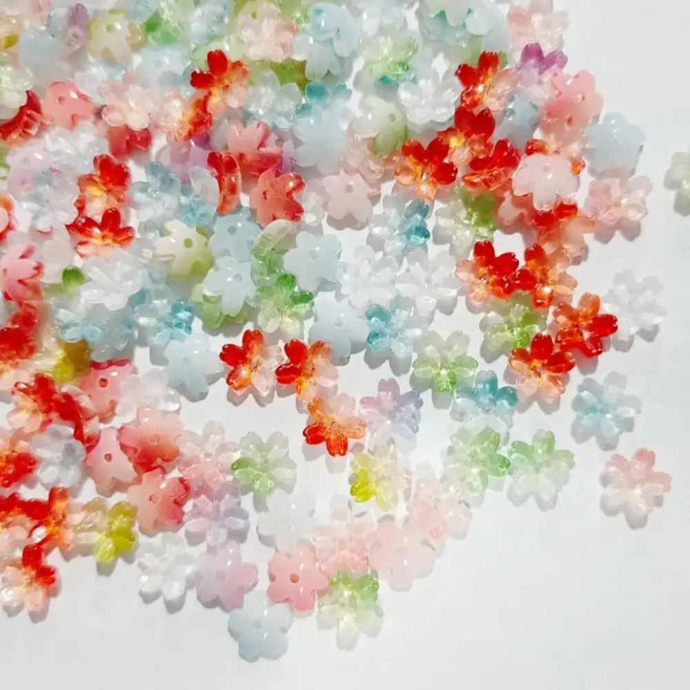100 قطعة التدرج اللون الشرقية الكرز الخرز اليدوية الحرفية شفافة صغيرة ساكورا فاصل فضفاض الخرز Kawaii ثلاثية الأبعاد