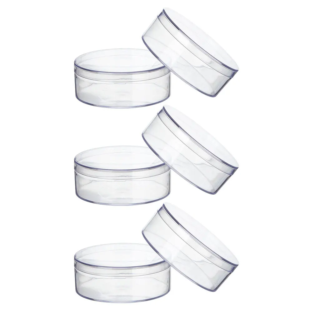 

6Pcs Clear Round Candy Box 12Cm Transparent Organizer for Treats Beads Jewelry Kitchen Utensils Secure Lid Compact Design