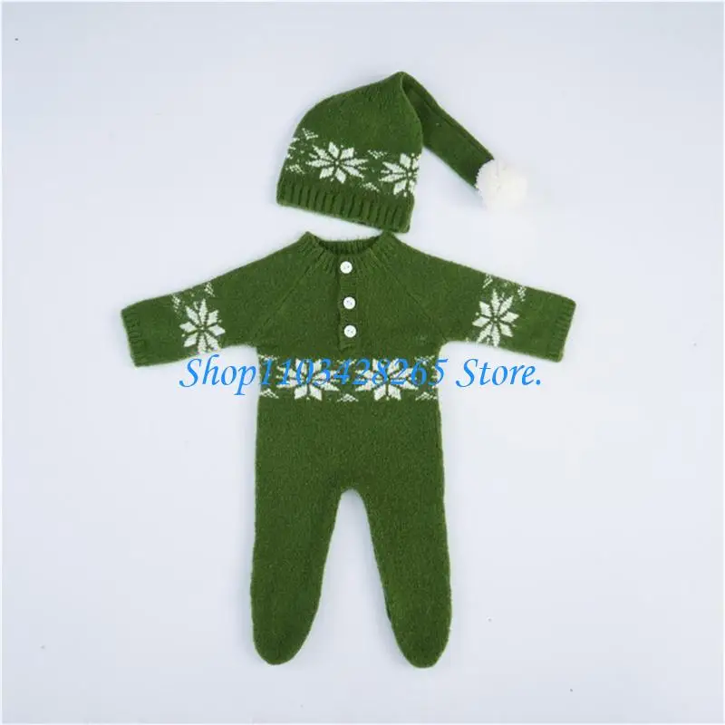 الوليد الطفل صور الدعائم الرضع عيد الميلاد قبعة وبذلة الزي سانتا كلوز الكروشيه التصوير الملابس والاكسسوارات G2TE