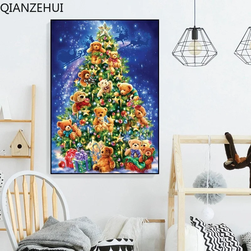 

DIY full Diamond Embroidery,Round Diamond 5D Christmas Tree Santa Claus Living room decoration rhinestone beads Diamond painting