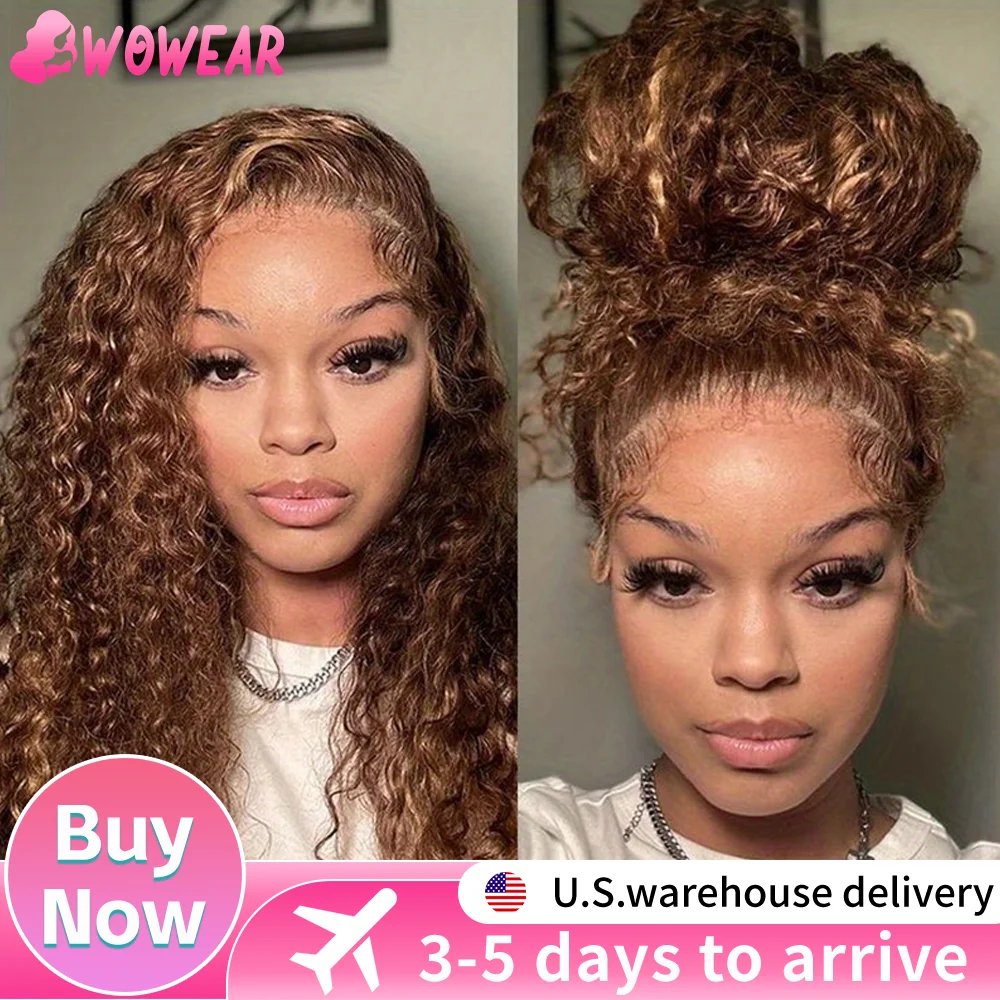 13x6 vague d'eau profonde perruque frontale 360 Invisi sangle mettre en évidence perruque pleine dentelle bouclés perruque de cheveux humains pour les femmes 220 densité