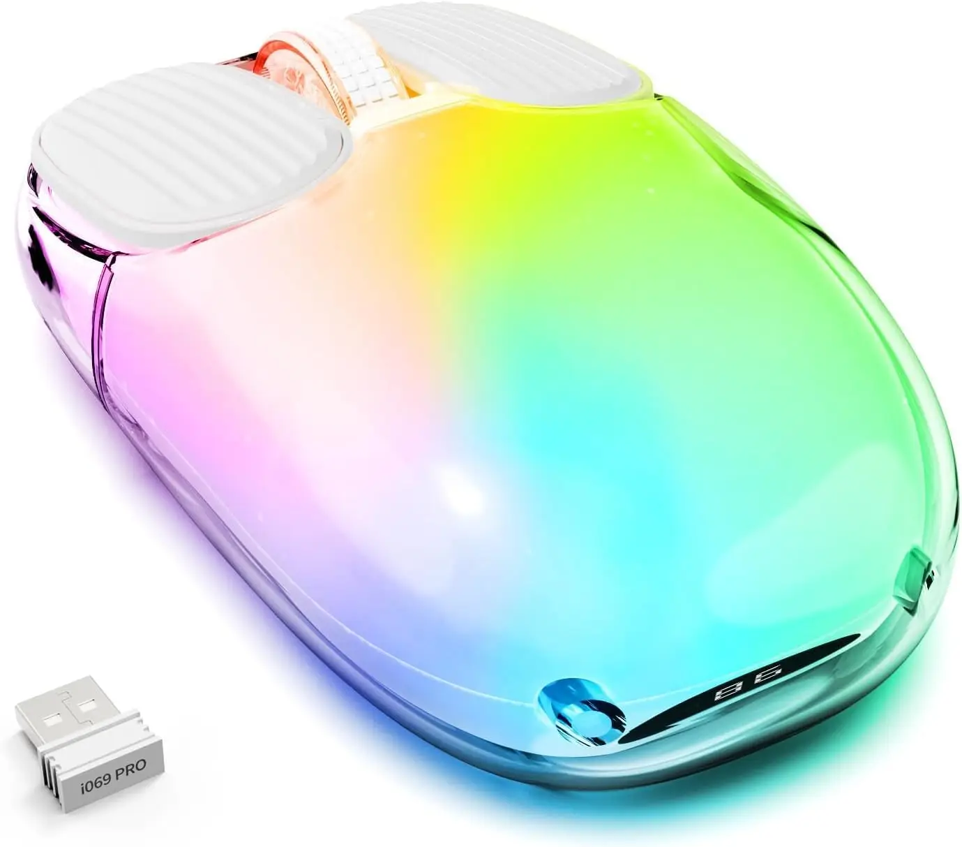 Heijue I069pro transparent mouse wireless 2.4g dual-mode mute bluetooth women's computer office lightweight