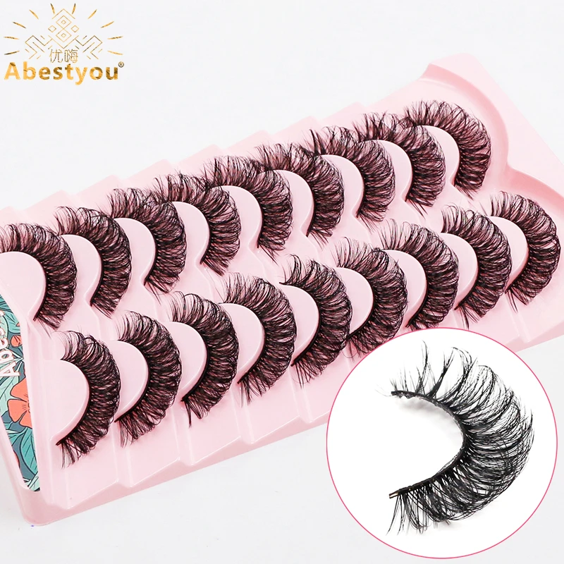 Abestyou 3d 9pairs Natural Russian Strip Soft Lashes Extension Accessories Soft Mink Eyelash Korean Makeup Products Para Mujeres