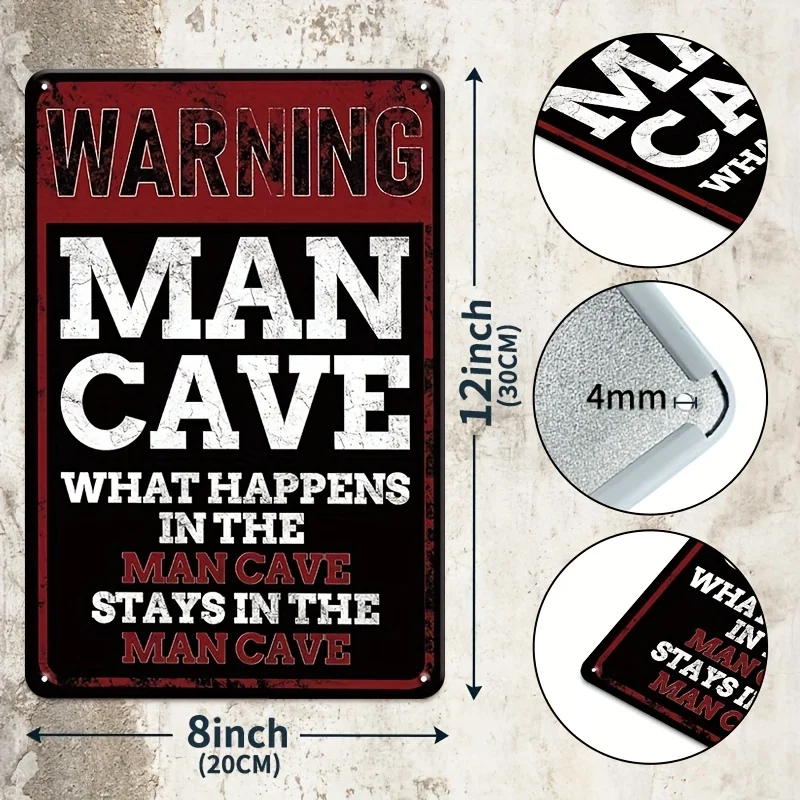 2D Flat 6pcs Humorous Retro Metal Sign Set, for Garage Decor, Vintage Plaques Suitable for Home, Office, Or Bar, Perfect Choice