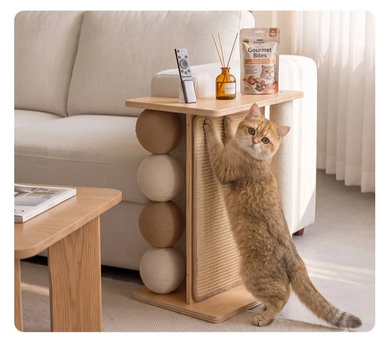 Sofa Corner Cat Scratching Post Couch Protector Sisal Scratcher Board Solid Wood Cat Scratchers Indoor Side Table Cats Furniture