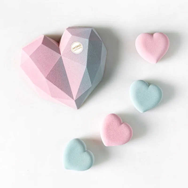 Diamond Heart Chocolate Silicone Mould 3D Love Cake Mould Birthday Fondant Chocolate Baking Mould Handmade Chocolate Cake Making