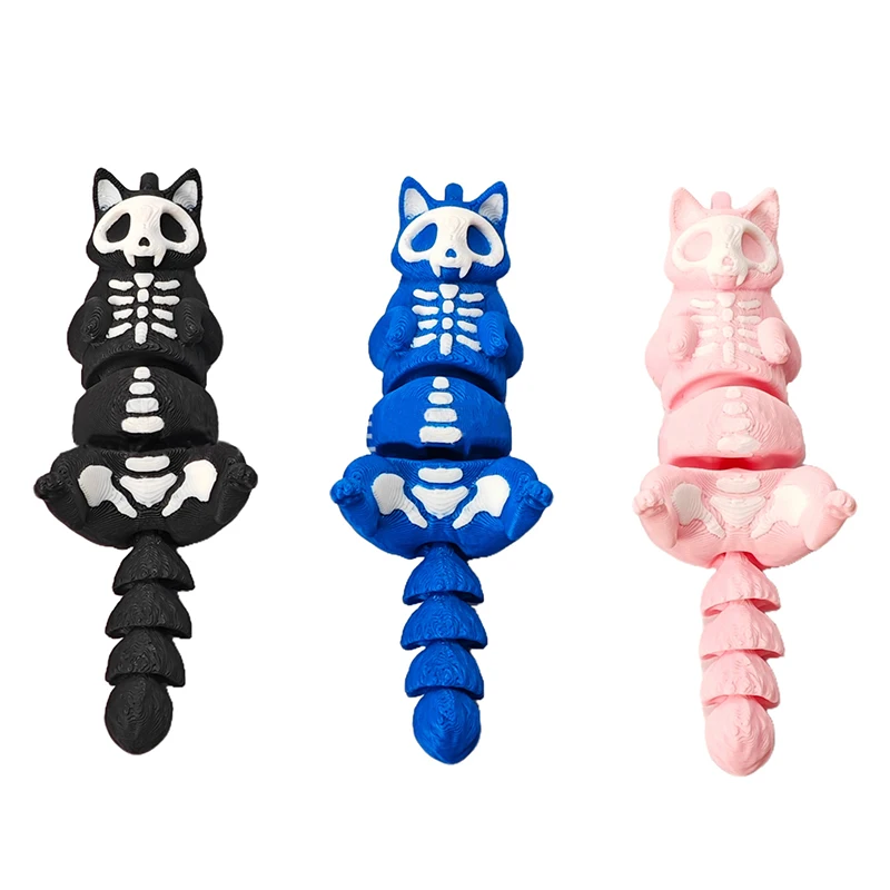 1 قطعة ثلاثية الأبعاد لعبة مطبوعة الهيكل العظمي القط المفاتيح شخصية مفتاح ديكور معلق لحقيبة الظهر سيارة قلادة هدايا عيد الميلاد الهالوين #6