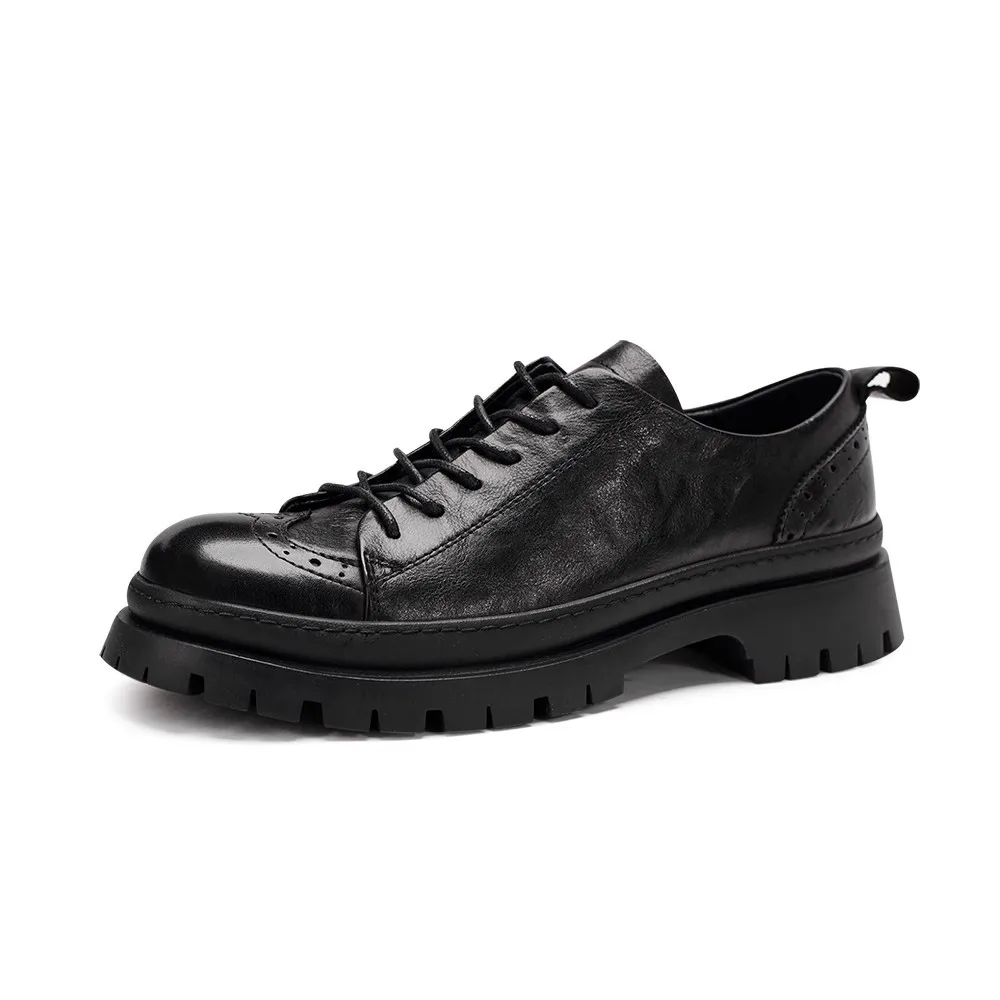 

Genuine Leather Flats Spring Autumn Winter Cowhide Designer Shoes Breathable British Retro Men Luxury Sneakers Casual Shoes Male