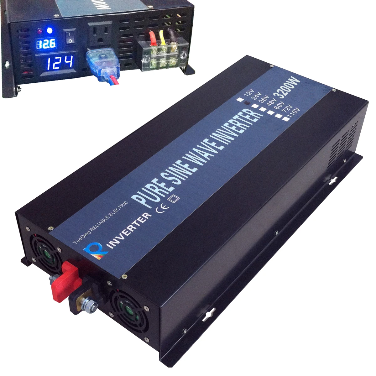 3200W Solar Power Inverter 12V 220V Pure Sine Wave DC to AC Converter 24V/36V/48V/72V to 110V/120V/230V/240V Remote LED Displays