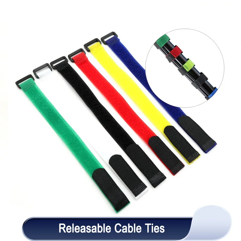 

10~50pcs Cable Ties Reusable Self Adhesive Width 20mm Hook Loop Bundle Fastener Nylon Strap Reverse Buckle Line Wire Organizer