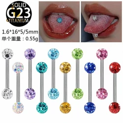 Waterproof Crystal Resin Ball Tongue Rings Nipple Barbell Ear Cartilage Earring 14G 1.6mm 12-22mm Titanium Piercing Body Jewelry