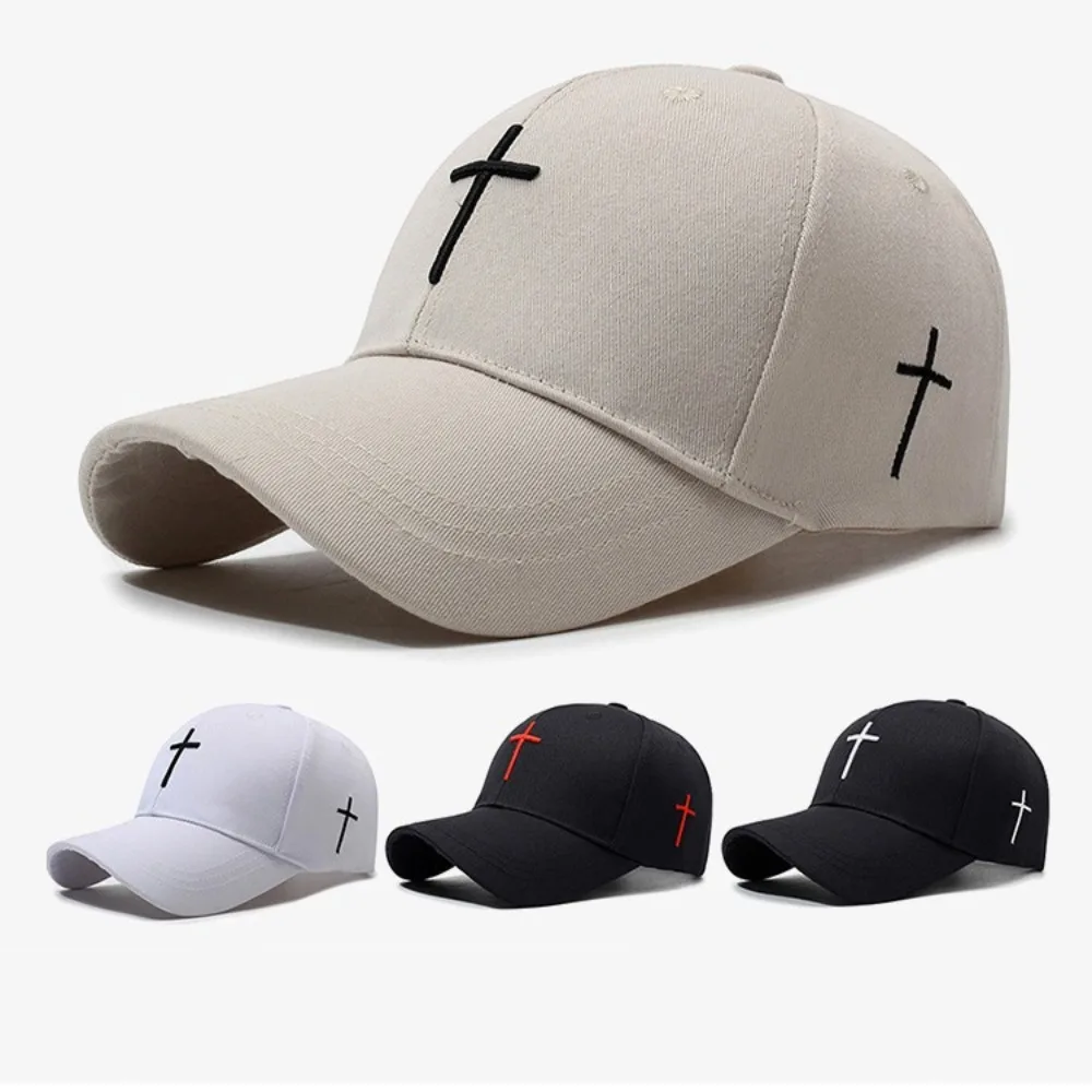 

Cross Embroidered Baseball Hat Adjustable Show Face Small Duck Tongue Cap Sun Protection Breathable Sun Hat Spring And Autumn