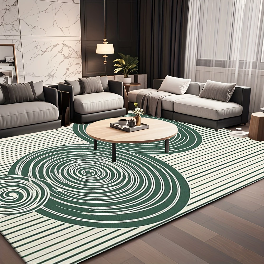Mid-Century Abstract Circle Spiral Area Rug Minimalist Line Art Floor Carpet For Living Room Bedroom