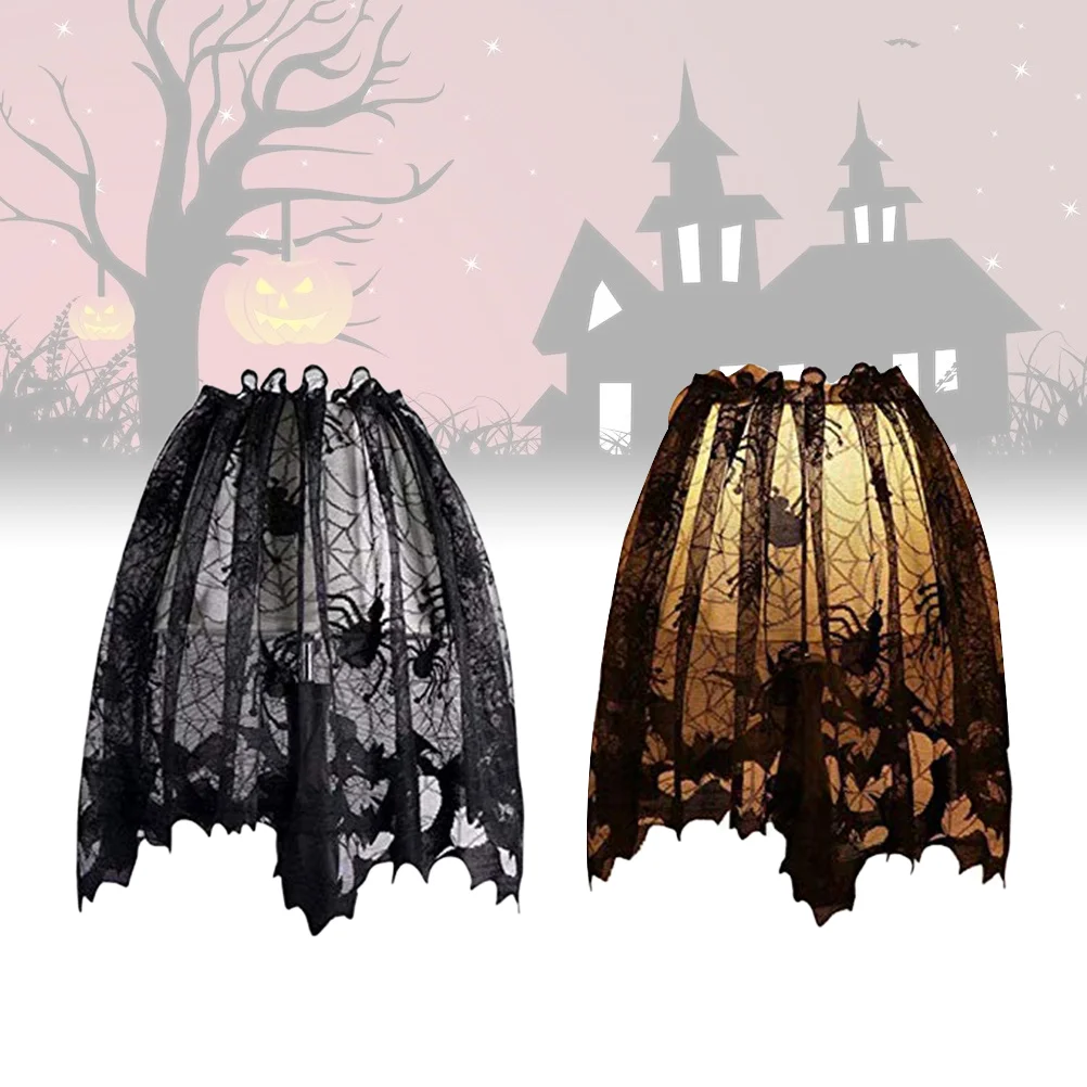 Curtain Fireplace Drapes Spider Black Lamp Shade Background Wall Decoration Curtains Lampshade