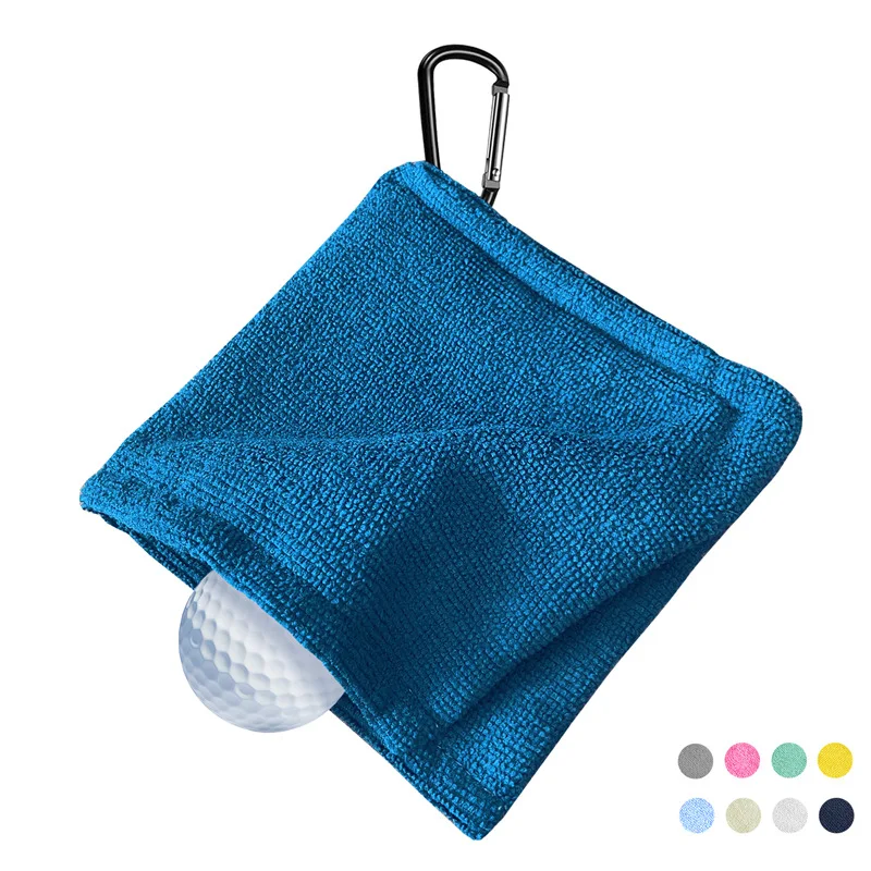 Square Microfiber Golf Ball Cleaning Towel with Hook Water Absorption Cleaner Club for Head Wipe Cloth Clean Golf Ball Bag