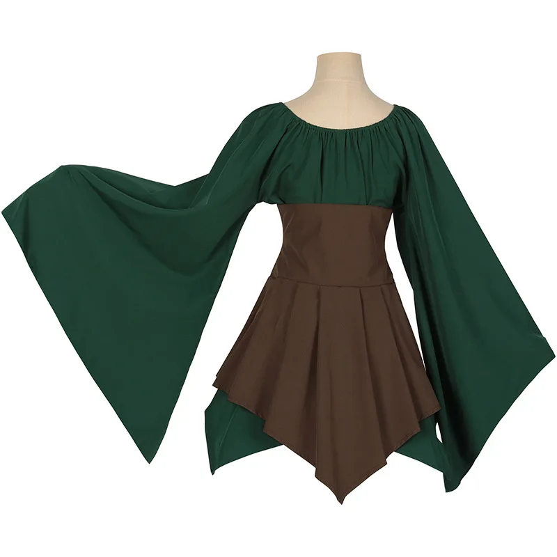 Renaissance Retro Kleid für Frau Kostüm irische Schnür weste Trompeten ärmel Cosplay Karneval Halloween Party Kostüm