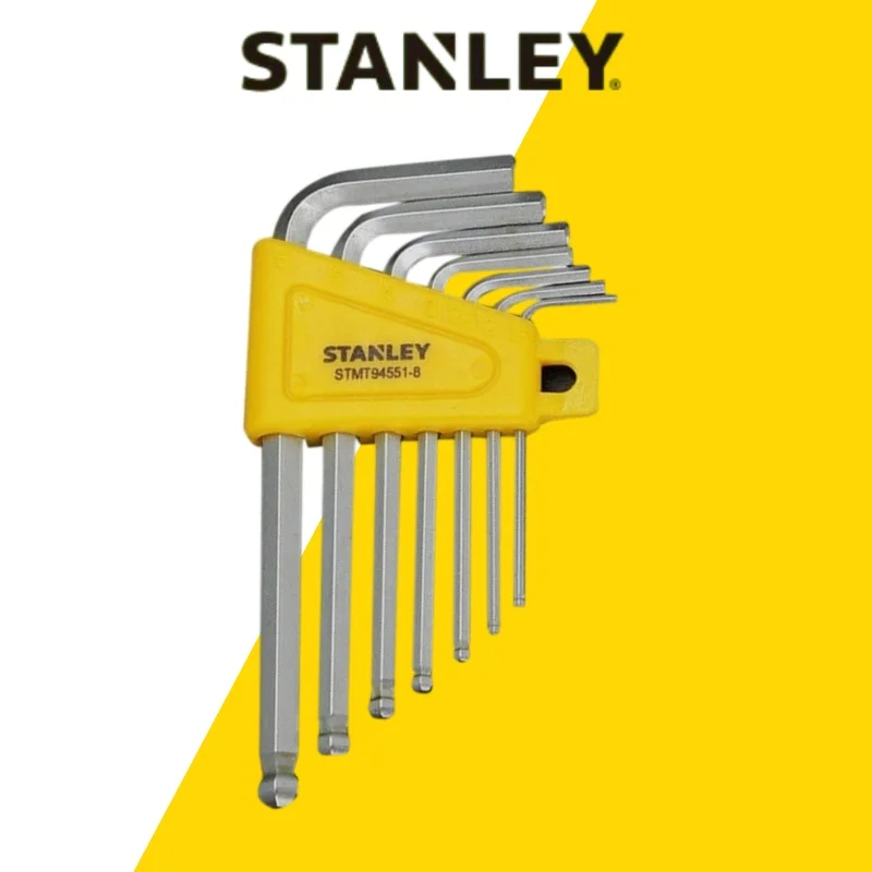 Stanley 7-Piece Short Ball-End Hex Key Set Metric & Imperial Short Handle S2 Alloy Steel Multi-Sided Screwdriver Tool Set