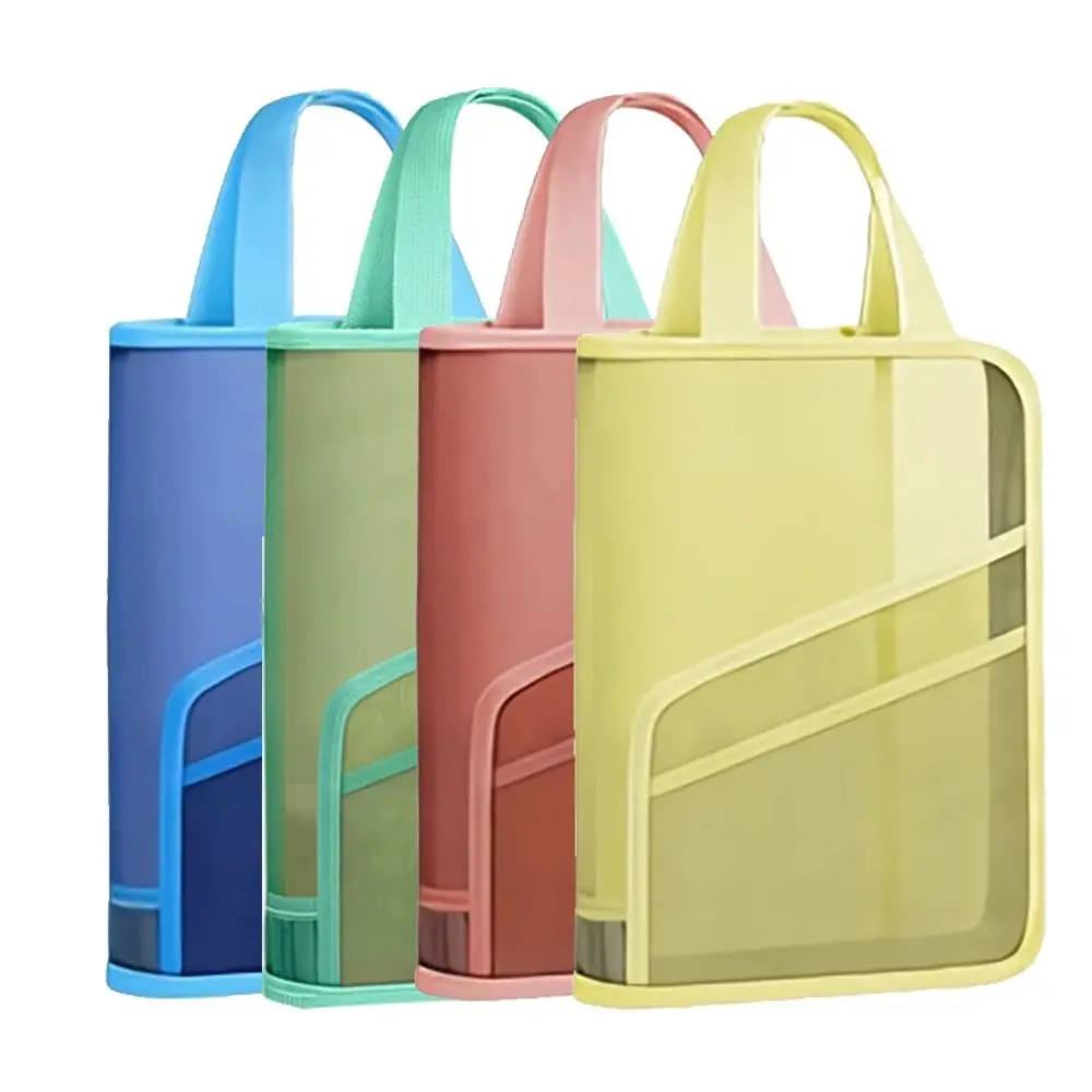 

Multifunctional Nylon Mesh Tutoring Bag Transparent Large Capacity File Bags A4 Handheld Schoolbag School