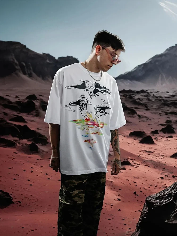Men T-Shirt lyrical Cotton Oversized Graphic Kawaii Hip Hop Korean Fashion Short Sleeve Tops Tee Y2k Streetwear Harajuku Clothes