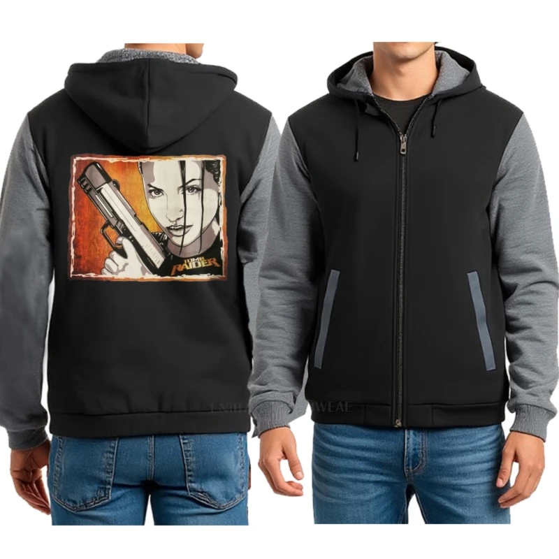 أنجلينا جولي تومب رايدر لارا كروفت الفن الأصلي تنفس حجم S إلى 4Xl 014653 العلامة التجارية الذكور أنيق الرجال الخريف السفر المطبوعة