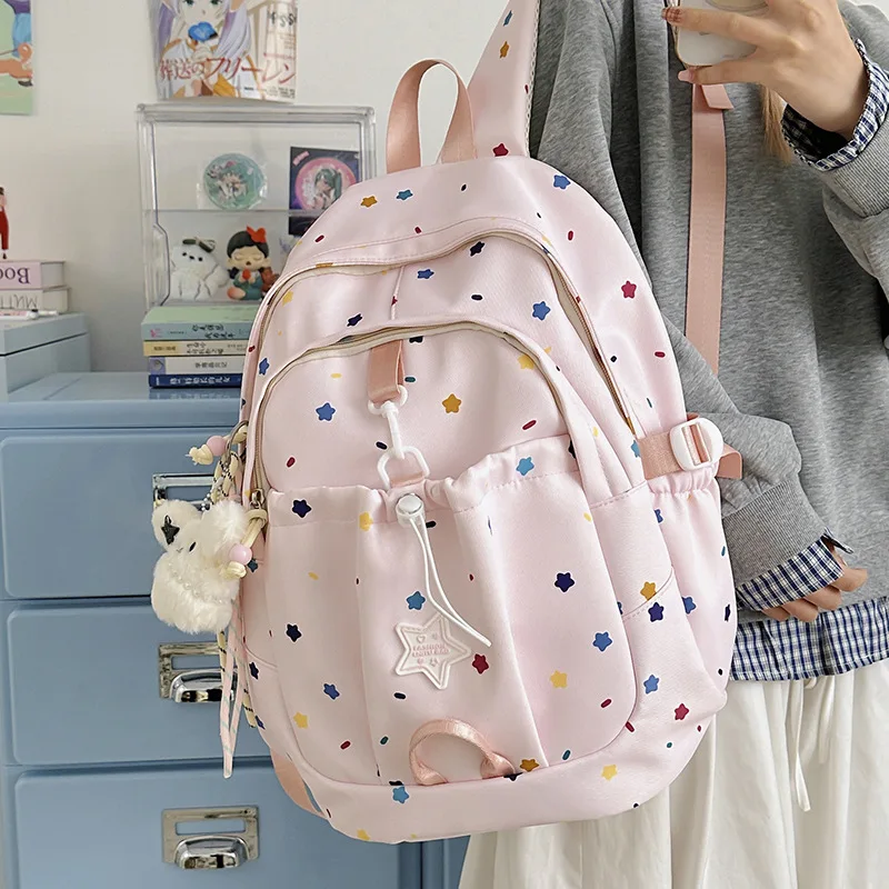 

Красочная школьная сумка «Спасибо», большая вместимость, милый кулон с цветными блоками, дорожный рюкзак для девочек, Kawaii