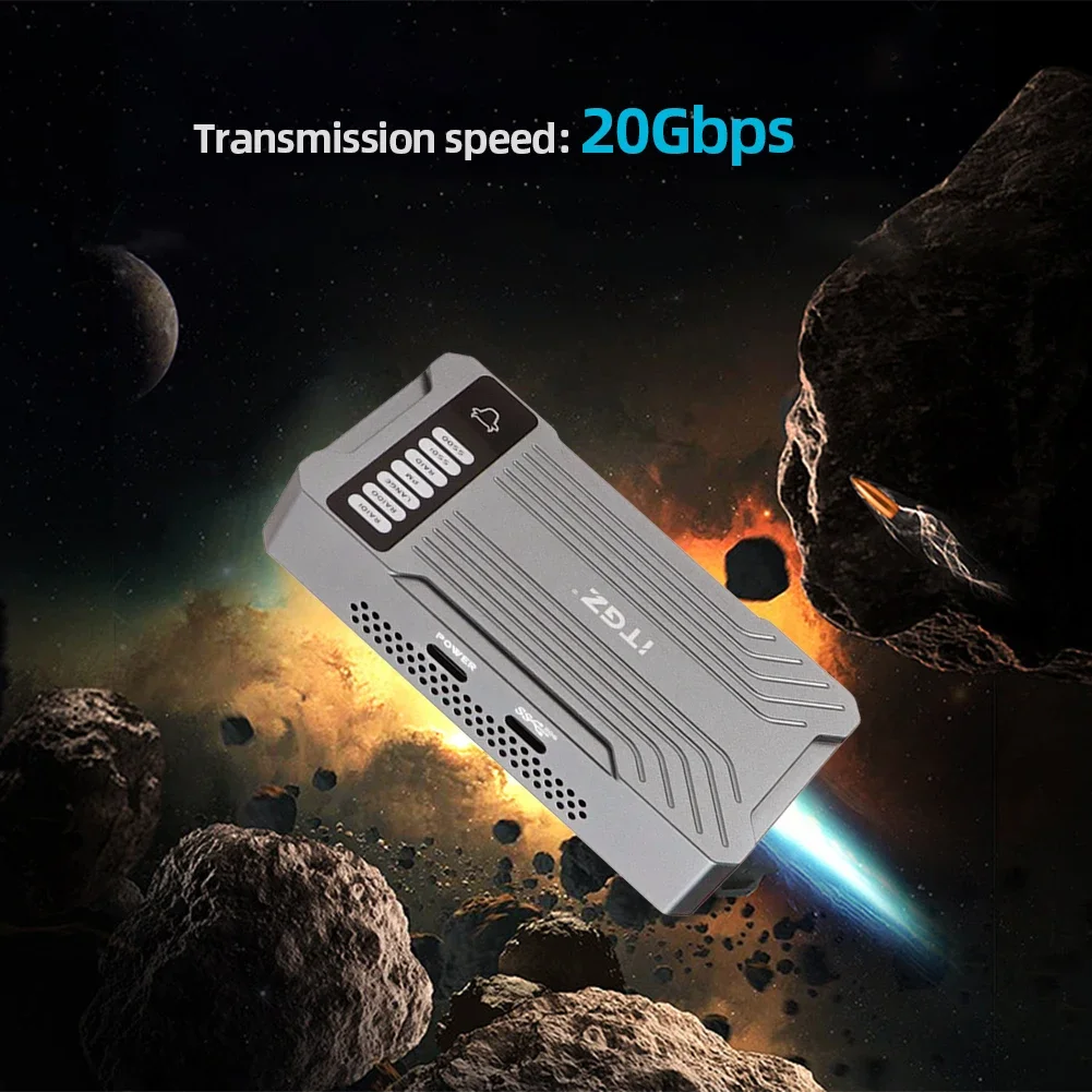 M.2 NVME SSD RAID Case HDD Solid State Case 20Gbps Dual Bay Array Mobile Hard Drive Enclosure M-key USB3.2 Gen2 for PC Laptop