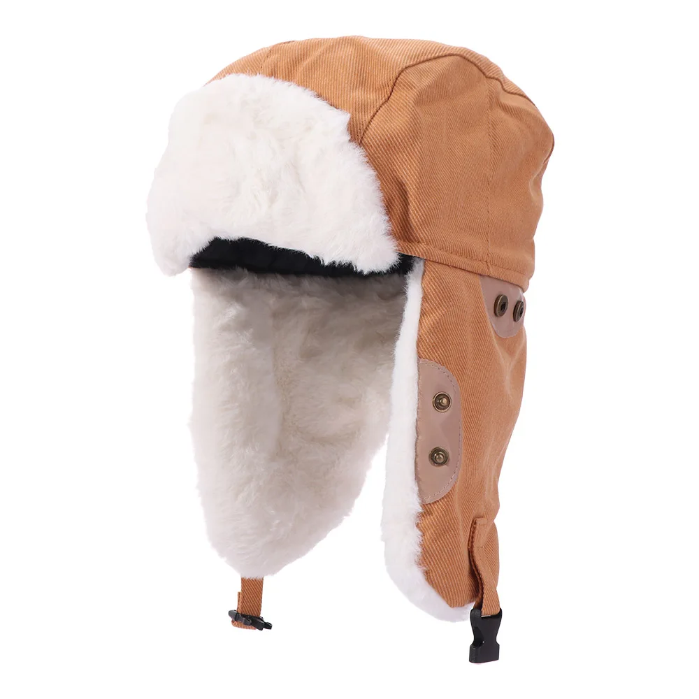 Thickened Ear Protective Hat Windproof Solid Color Winter Pilot Hat Korean Style Big Head Circumference Women Plush Hat Student