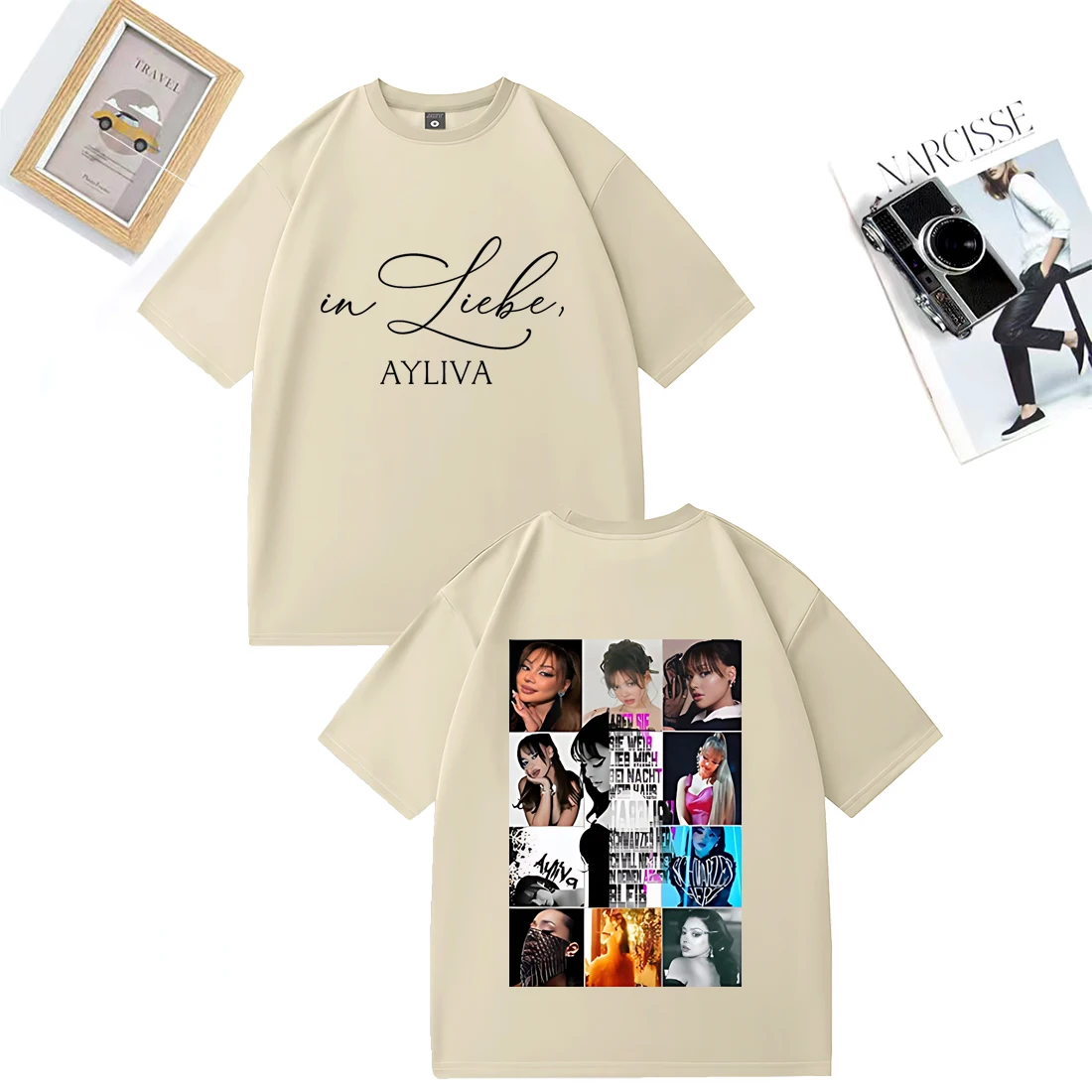 

Die Ayliva Tour 2025 Tshirts Short Sleeve Cotton O-neck T-shirt High Quality Cotton Women Tee-shirt Streetwear Female Camisetas