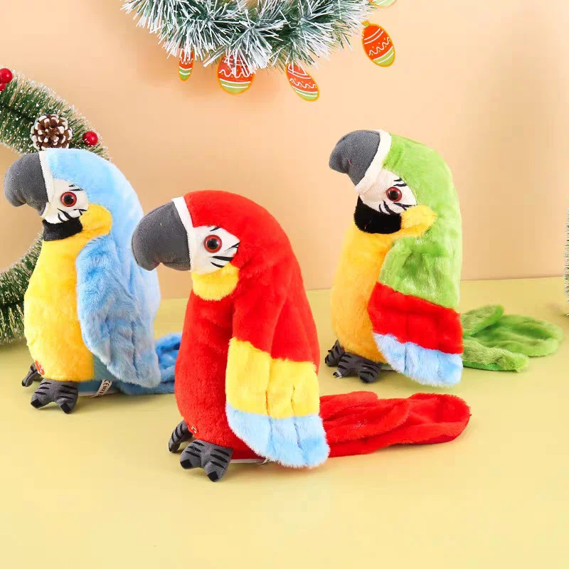 لعبة الببغاء الناطقة من القطيفة على شكل حيوان محشو يكرر ما تقول سجل إلكتروني متحرك يتحدث الطيور الحيوانات الأليفة للأطفال #1