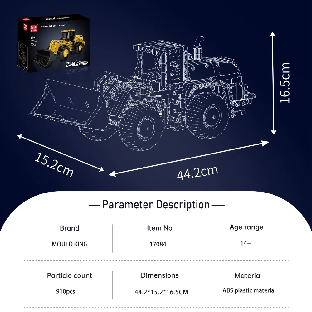 Mould King 17084 972M Wheel Loader Building Blocks Set Technology Engineering Toy Assemble Model Desktop Ornament For Kids Gifts