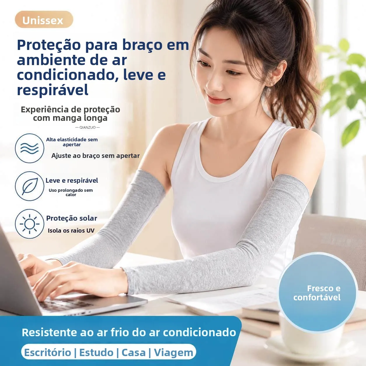 冷房対策用アームスリーブ-薄型長袖アームカバー-エアコン付きの部屋での夜間睡眠時の肘と腕の保護に