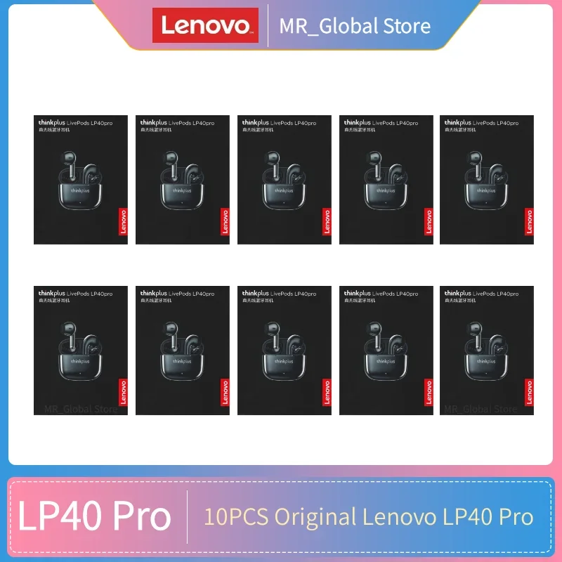 10PCS Lenovo LP40 Pro 100% Original lp40pro Earphones Wireless Bluetooth 5.1 Headphones TWS Sport Noise Reduction Touch Control