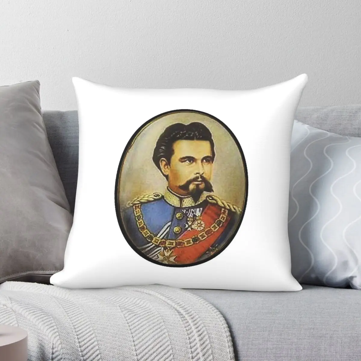 Ludwig II Of Bavaria Square Pillowcase Polyester Linen Velvet Printed Zip Decor Throw Pillow Case Bed Cushion Cover