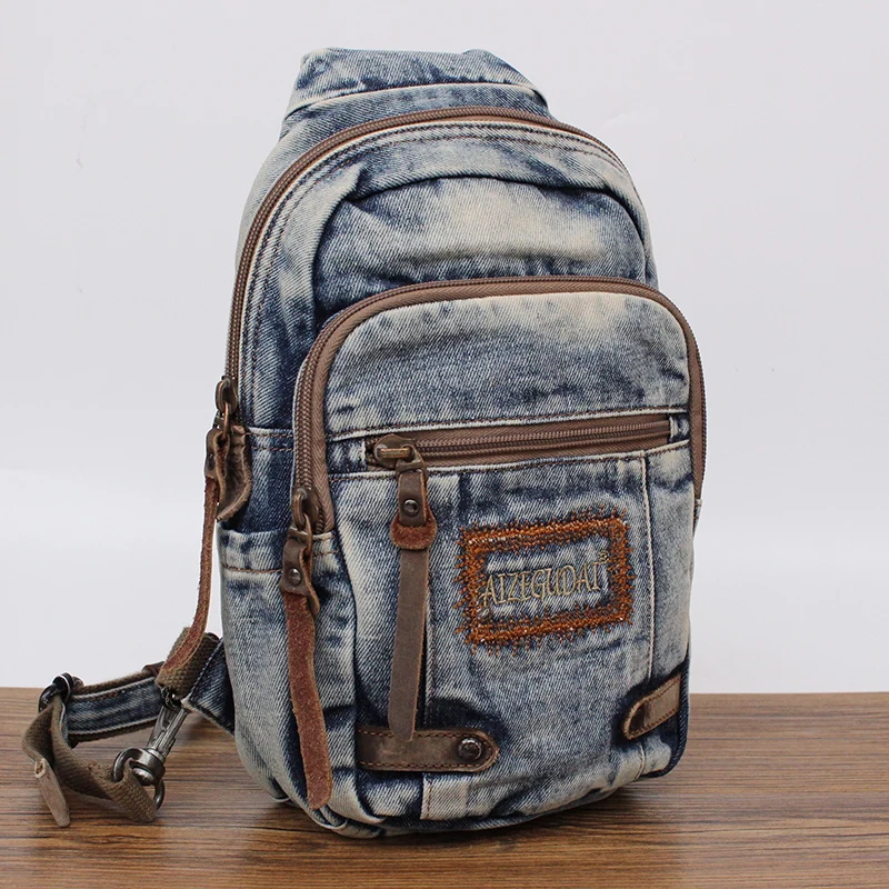 retro-ethnic-style-men's-denim-crossbody-bag-casual-sports-multi-pocket-trendy-women's-bag-soft-polyester-zipper-closure