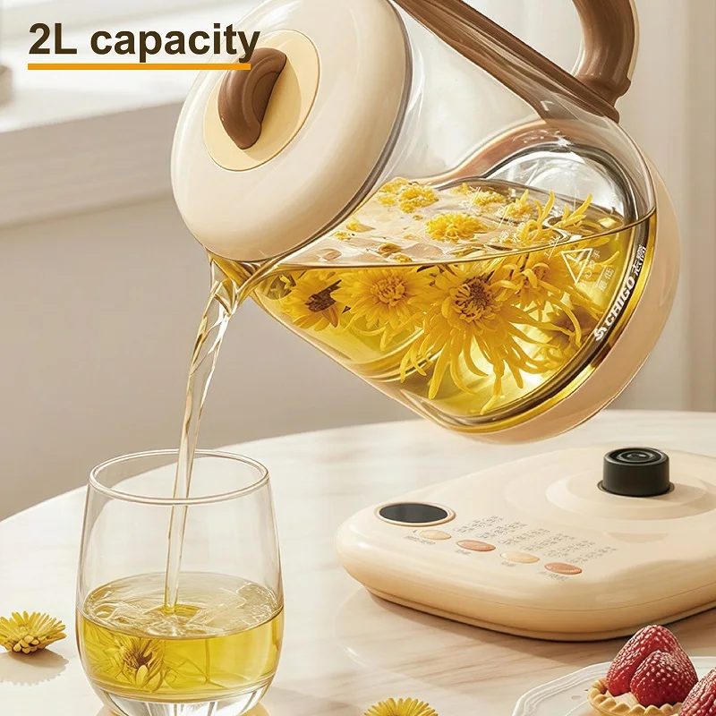220V Electric Kettle 2L Multi-function Health Pot Glass Temperature Control Pot Appointment Stew Boil Pot Keep Warm Tea Maker
