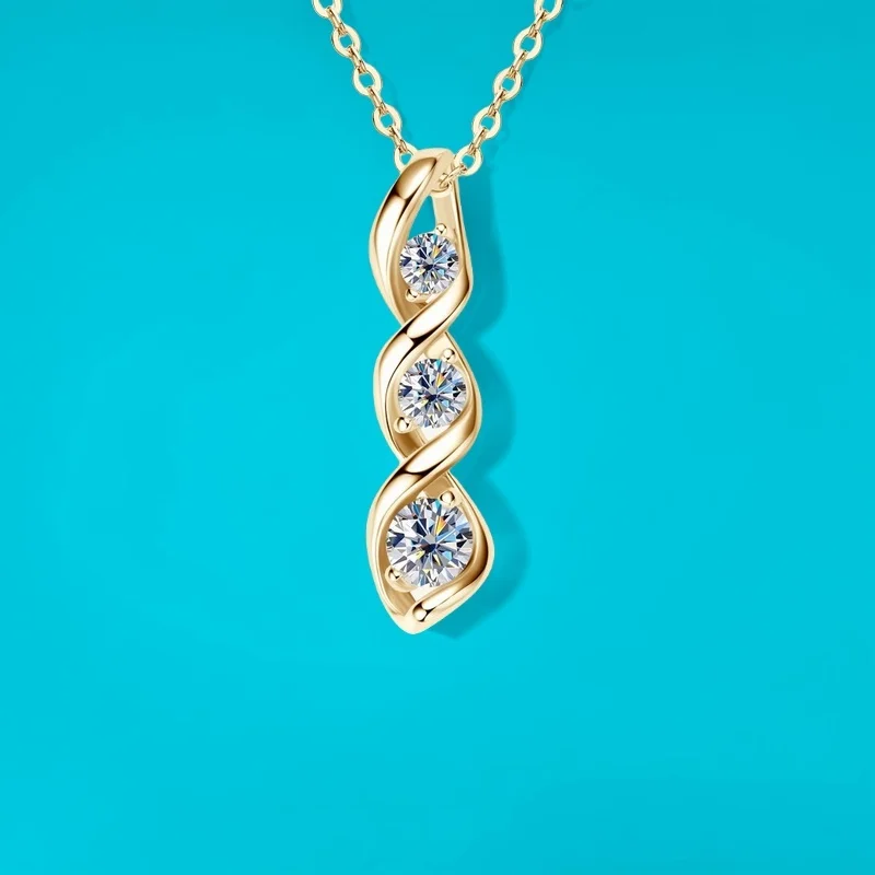 

Ожерелье со спиральной подвеской из муассанита, серебро S925, европейский стиль, модный креативный дизайн, сертифицированный GBA, бесплатная подарочная коробка, женские ювелирные изделия