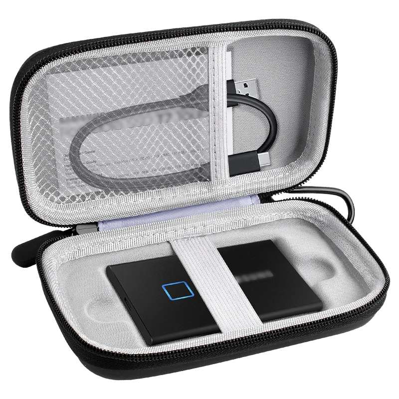 Coque compatible avec Samsung T7/T7 Touch SSD portable 1 To 2 To USB 3.2 Disque SSD externe, organisateur de rangement de voyage