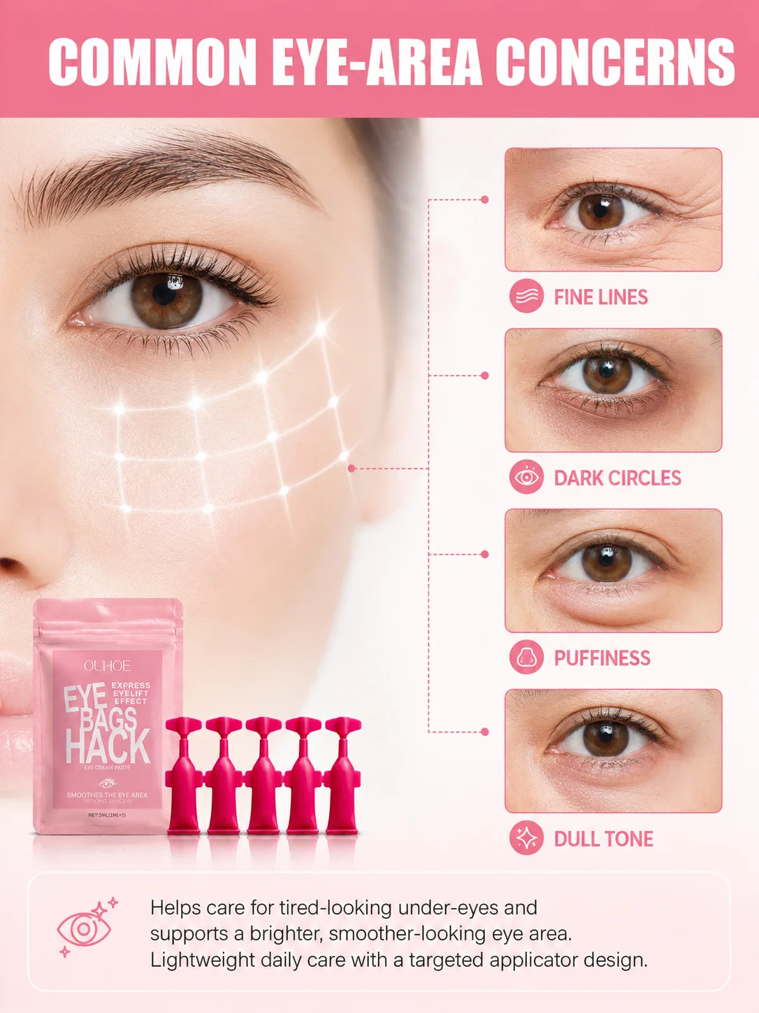 Firming Eye Cream: Fade Fine Lines, Reduce Eye Bags, Moisturize & Smooth Delicate Under Eye Skin