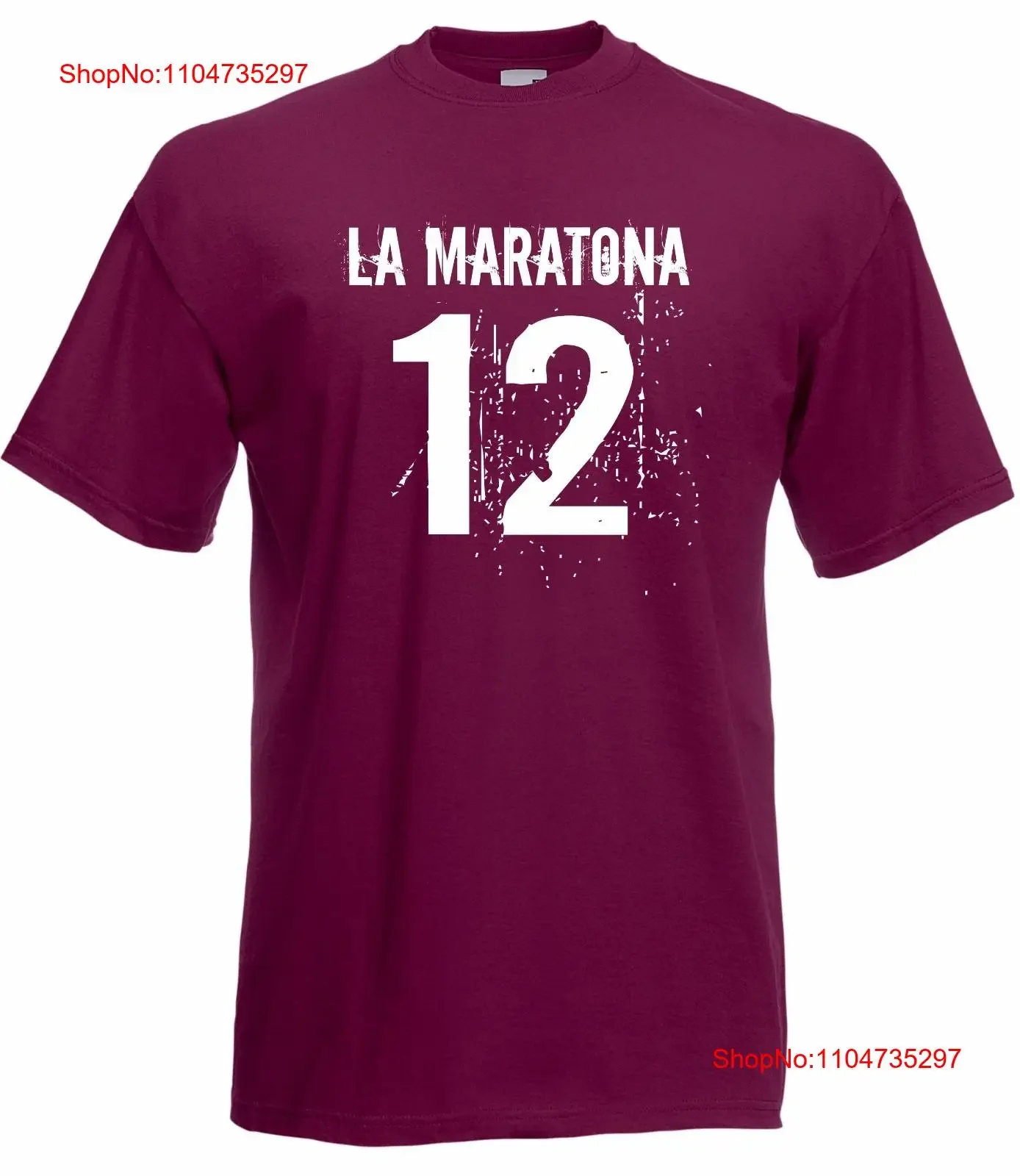 J1656 La Maratona 12 Field Curva Turín Corazón Granate Camiseta vintage Lavado Estirado Unisex Ligero gráfico