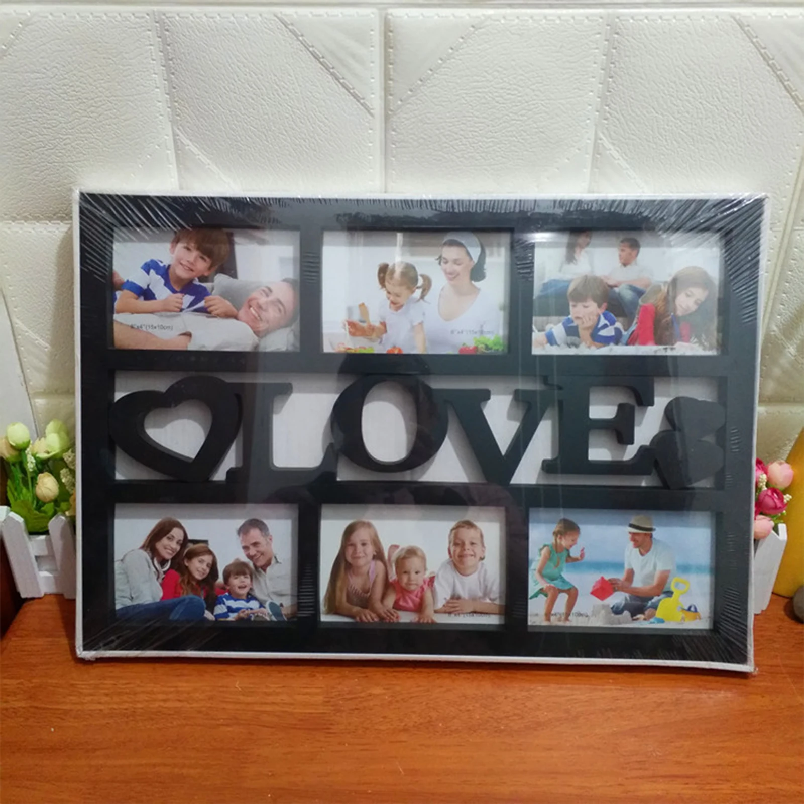6 Slots Photo Wall Collages Kit Family Love Picture Frame Multi Opening Wall Decor Home Artwork Display