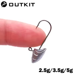 OUTKIT 10pcs mini Jig Head Hook Rock Fishing Hook Blood Trough 2.5g 3.5g 5g Fishing Hook Soft Worm Jig Head Hook Tackle