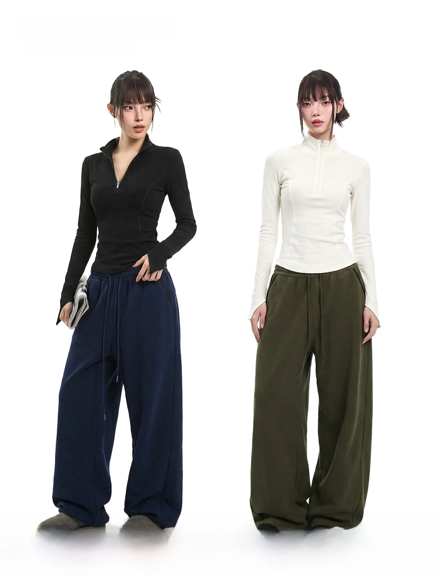 

Retro Bla Stand Collar Slim Fit Long Sve T-irt Women's Autumn Winter f Open Collar Base irt Inner Wear Top