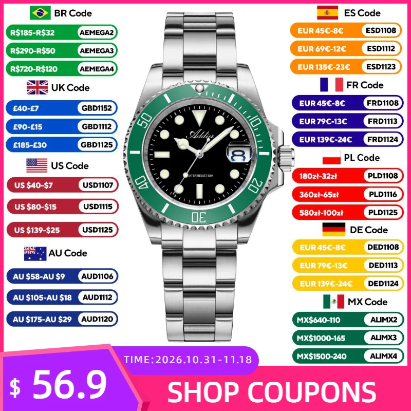 ADDIES Luxury Women's Watches 36mm Stainless Steel GM12 Ladies Watch BGW9/C3 Super Luminous Waterproof Quartz Woman Wristwatches