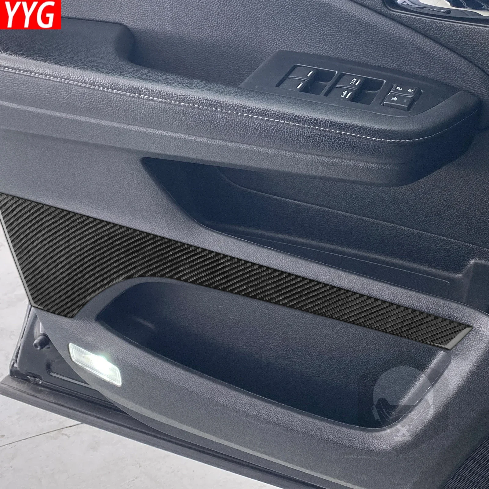 

For Honda Ridgeline Pilot Passport Car Accessories Carbon Fiber Front Door Storage Panel Interior Cover Trim Modified Sticker